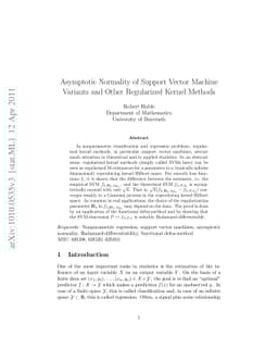 Asymptotic Normality of Support Vector Machine Variants and Other
  Regularized Kernel Methods