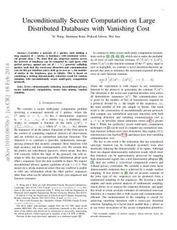 Unconditionally Secure Computation on Large Distributed Databases with
  Vanishing Cost