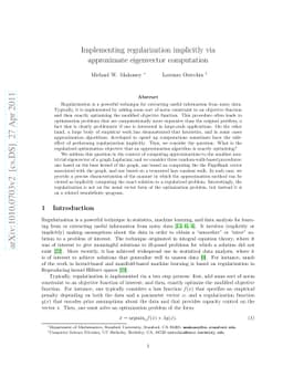 Implementing regularization implicitly via approximate eigenvector
  computation