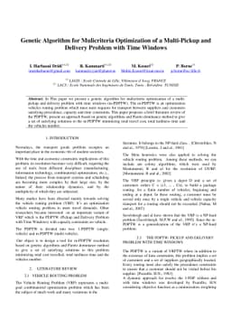 Genetic Algorithm for Mulicriteria Optimization of a Multi-Pickup and
  Delivery Problem with Time Windows