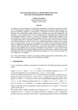 Quasi-estimation as a Basis for Two-stage Solving of Regression Problem