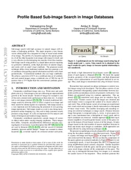 Profile Based Sub-Image Search in Image Databases
