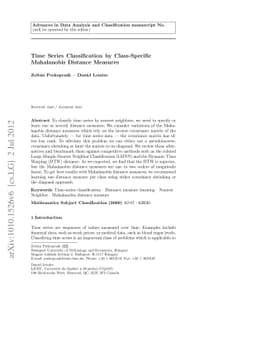 Time Series Classification by Class-Specific Mahalanobis Distance
  Measures
