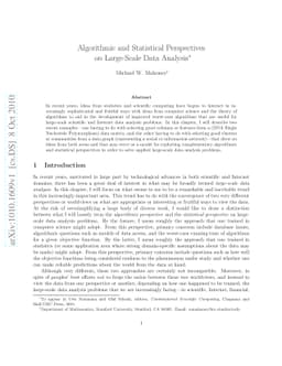 Algorithmic and Statistical Perspectives on Large-Scale Data Analysis
