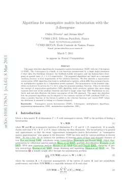 Algorithms for nonnegative matrix factorization with the beta-divergence