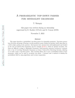 A probabilistic top-down parser for minimalist grammars