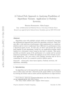 A Critical Path Approach to Analyzing Parallelism of Algorithmic
  Variants. Application to Cholesky Inversion