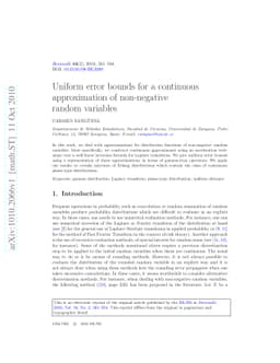 Uniform error bounds for a continuous approximation of non-negative
  random variables