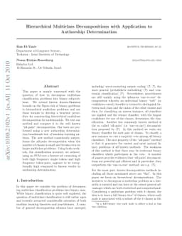 Hierarchical Multiclass Decompositions with Application to Authorship
  Determination