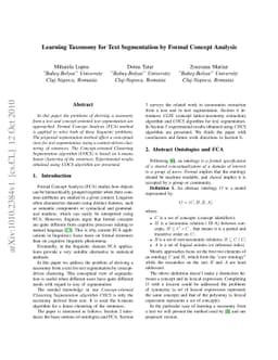 Learning Taxonomy for Text Segmentation by Formal Concept Analysis