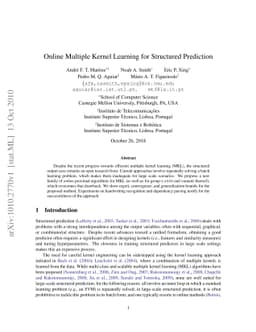 Online Multiple Kernel Learning for Structured Prediction