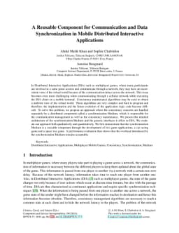 A Reusable Component for Communication and Data Synchronization in
  Mobile Distributed Interactive Applications