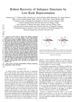Robust Recovery of Subspace Structures by Low-Rank Representation