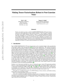 Making Tensor Factorizations Robust to Non-Gaussian Noise