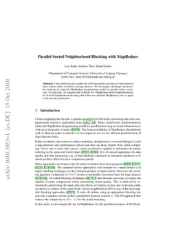 Parallel Sorted Neighborhood Blocking with MapReduce