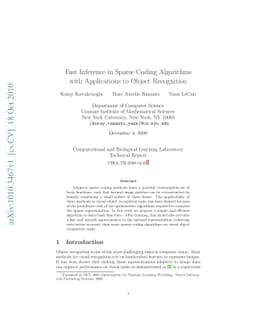 Fast Inference in Sparse Coding Algorithms with Applications to Object
  Recognition