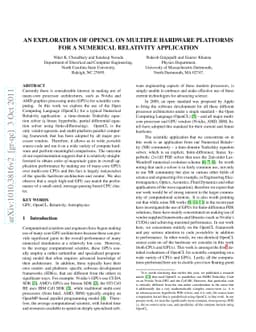 An Exploration of OpenCL for a Numerical Relativity Application