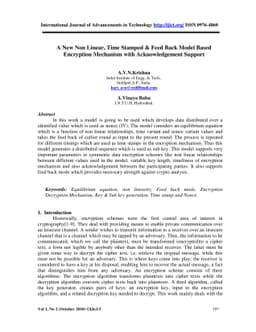 A New Non Linear, Time Stamped & Feed Back Model Based Encryption
  Mechanism with Acknowledgement Support