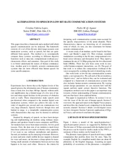 Alternatives to speech in low bit rate communication systems
