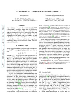Efficient Matrix Completion with Gaussian Models