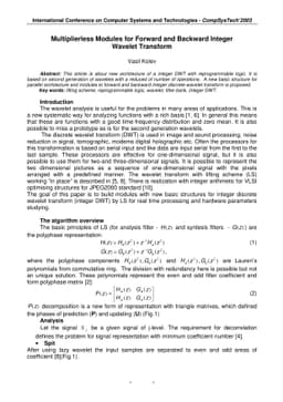 Multiplierless Modules for Forward and Backward Integer Wavelet
  Transform