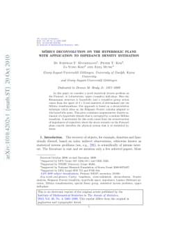 Möbius deconvolution on the hyperbolic plane with application to
  impedance density estimation
