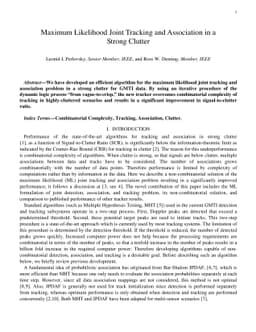 Maximum Likelihood Joint Tracking and Association in a Strong Clutter
  without Combinatorial Complexity