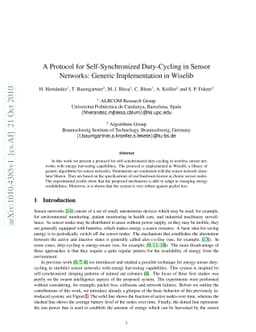 A Protocol for Self-Synchronized Duty-Cycling in Sensor Networks:
  Generic Implementation in Wiselib