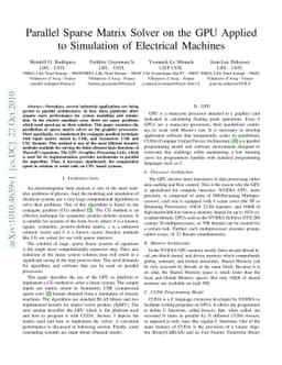 Parallel Sparse Matrix Solver on the GPU Applied to Simulation of
  Electrical Machines