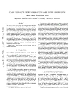Sparse coding and dictionary learning based on the MDL principle