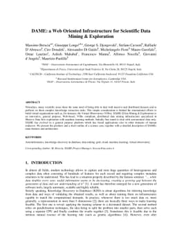 DAME: A Web Oriented Infrastructure for Scientific Data Mining &
  Exploration