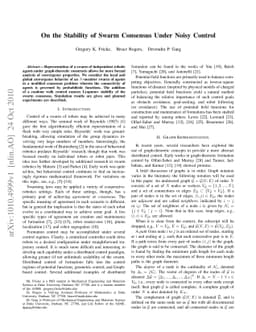 On the Stability of Swarm Consensus Under Noisy Control
