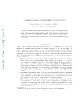 Authentication from matrix conjugation