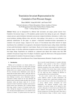 Translation-Invariant Representation for Cumulative Foot Pressure Images