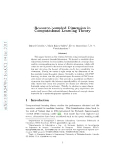 Resource-bounded Dimension in Computational Learning Theory