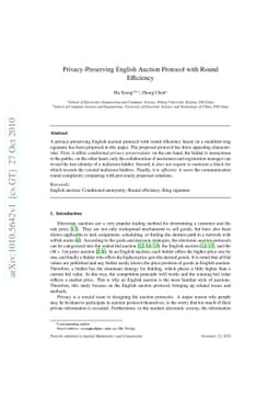 Privacy-Preserving English Auction Protocol with Round Efficiency