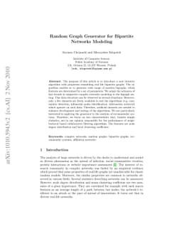 Random Graph Generator for Bipartite Networks Modeling