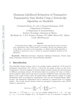 Maximum Likelihood Estimation of Nonnegative Trigonometric Sum Models
  Using a Newton-like Algorithm on Manifolds