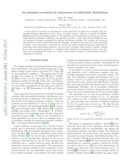 On minimum correlation in construction of multivariate distributions