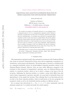 Sequential Data-Adaptive Bandwidth Selection by Cross-Validation for
  Nonparametric Prediction