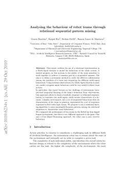 Analysing the behaviour of robot teams through relational sequential
  pattern mining