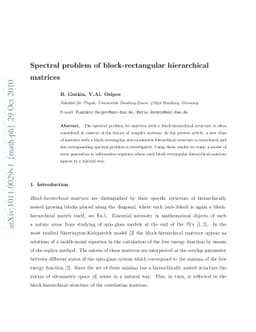 Spectral problem of block-rectangular hierarchical matrices