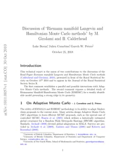 Discussion of "Riemann manifold Langevin and Hamiltonian Monte Carlo
  methods'' by M. Girolami and B. Calderhead