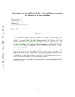 Concentration inequalities of the cross-validation estimator for
  Empirical Risk Minimiser
