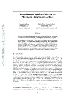 Sparse Inverse Covariance Selection via Alternating Linearization
  Methods