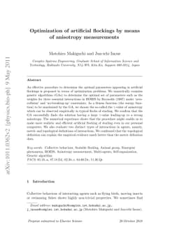 Optimization of artificial flockings by means of anisotropy measurements