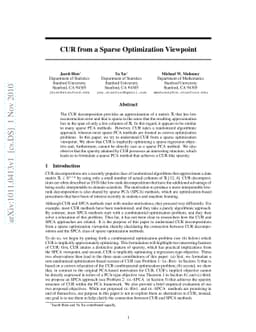 CUR from a Sparse Optimization Viewpoint