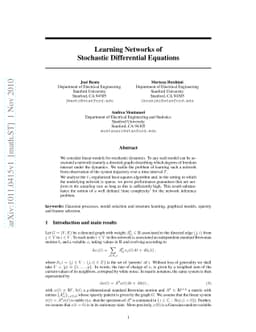 Learning Networks of Stochastic Differential Equations