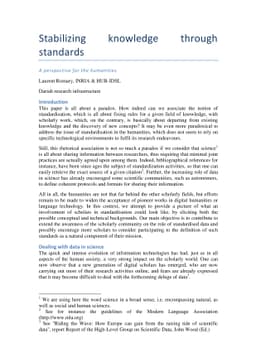 Stabilizing knowledge through standards - A perspective for the
  humanities