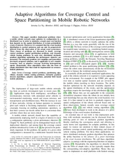 Adaptive Algorithms for Coverage Control and Space Partitioning in
  Mobile Robotic Networks